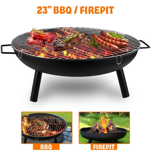 Large round steel fire pit - large,
