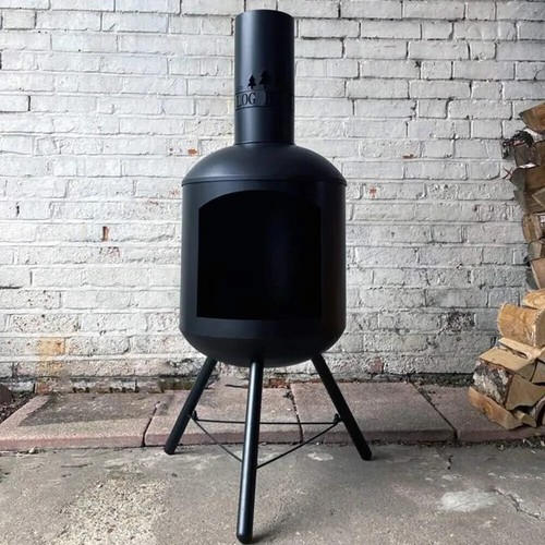 Log barn chiminea fire pit - fire,