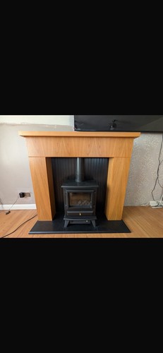 Oak wood electric fireplace - electric,